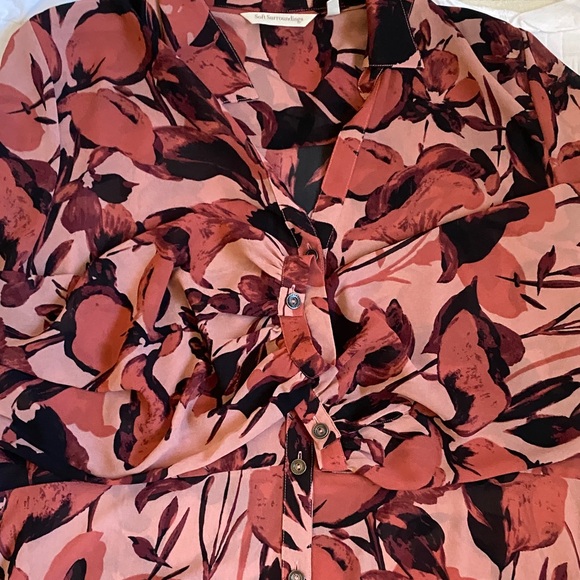 SOFT SURROUNDING Floral Pink and Black Long Shirtdress - Picture 5 of 11